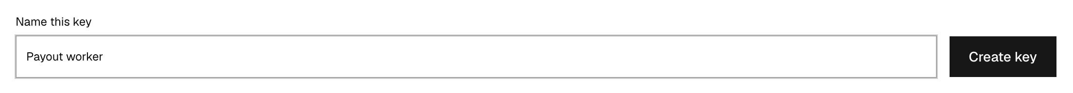 The name field with the Create key button beside it