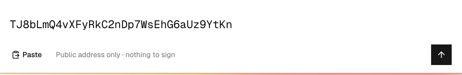 The home page field with a TRON address pasted in